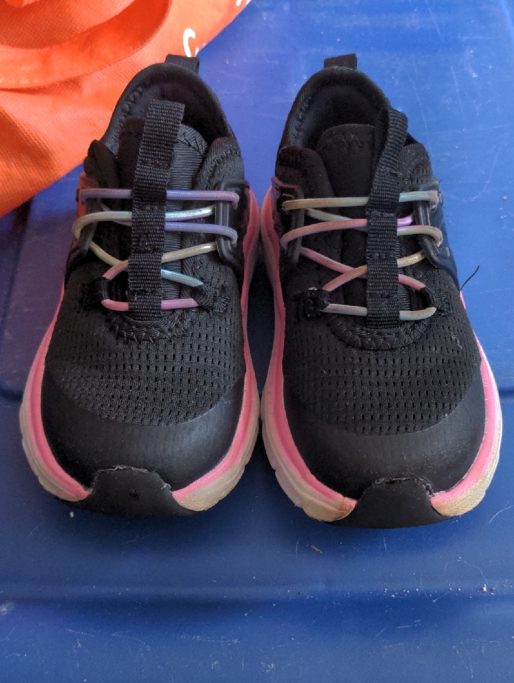 Athletic Works Girl's Black Cage Knit Slip On Sneakers (Size: 8)